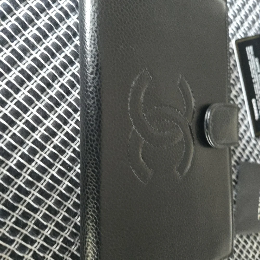 Chane CC Logol Black Leather Wallet